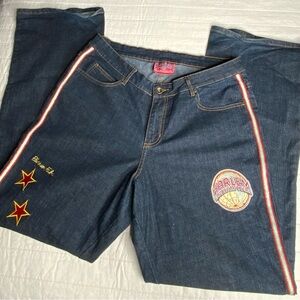 Harlem Globetrotters Women's Denim Jeans Sz 14 W. 75th Anniversary Basketball